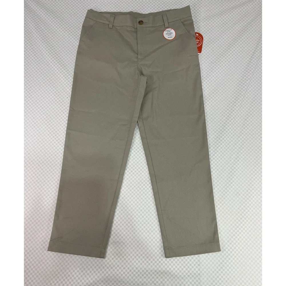 Wonder Nation School Uniform Chino Pants Boys Khaki Stretch Husky Size 10 - Picture 1 of 12